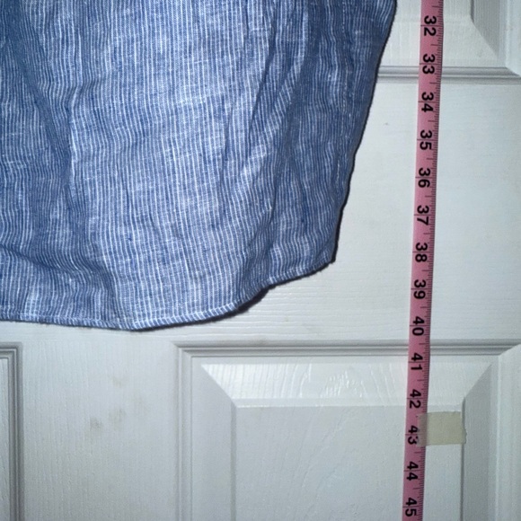 ZARA Oversized Button-Up Shirt - Blue/White Striped - 100% Linen - Size L - Picture 9 of 9